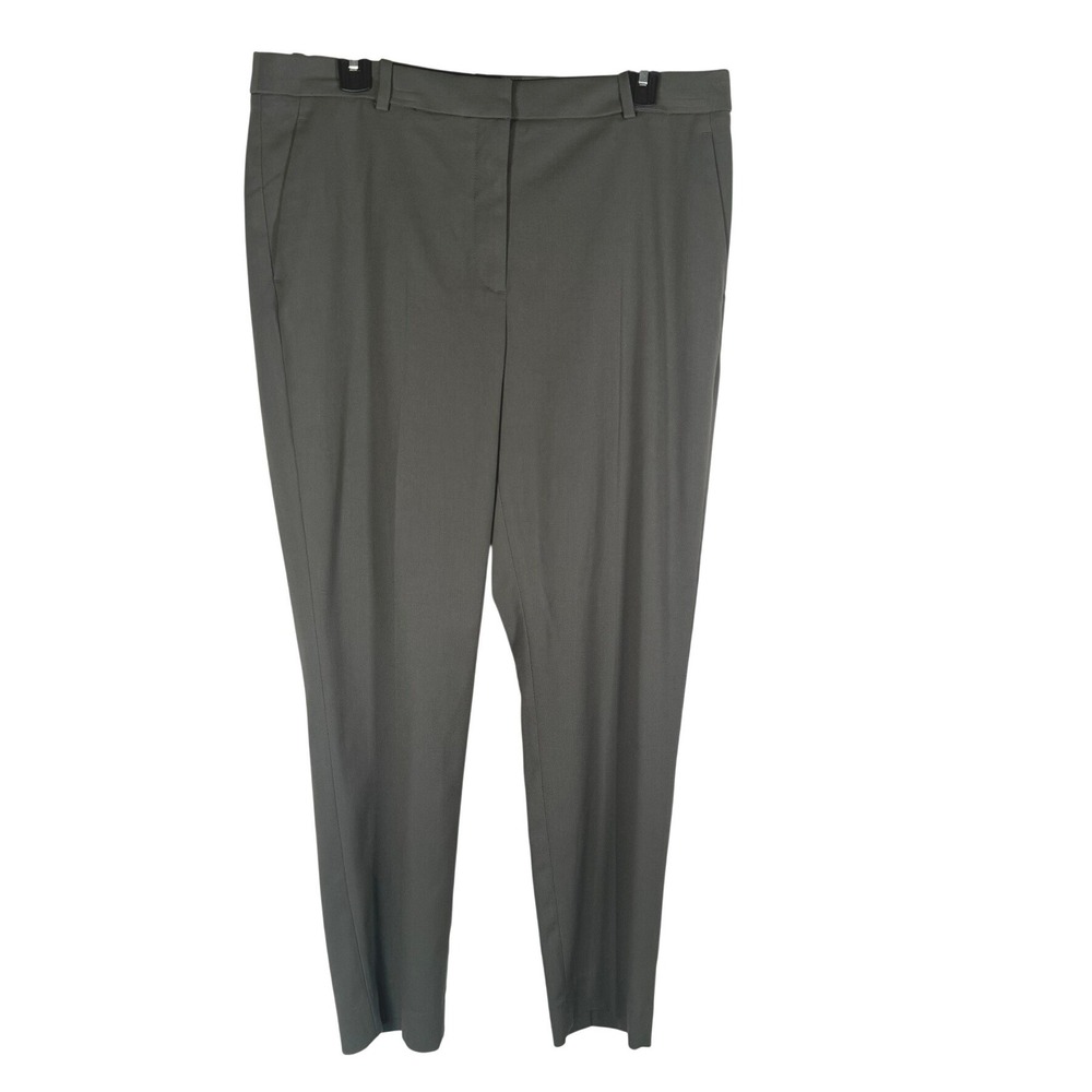 H&M Slim Slacks Size 12 Olive Green Regular Waist‎ Ankle Length Trousers Womens